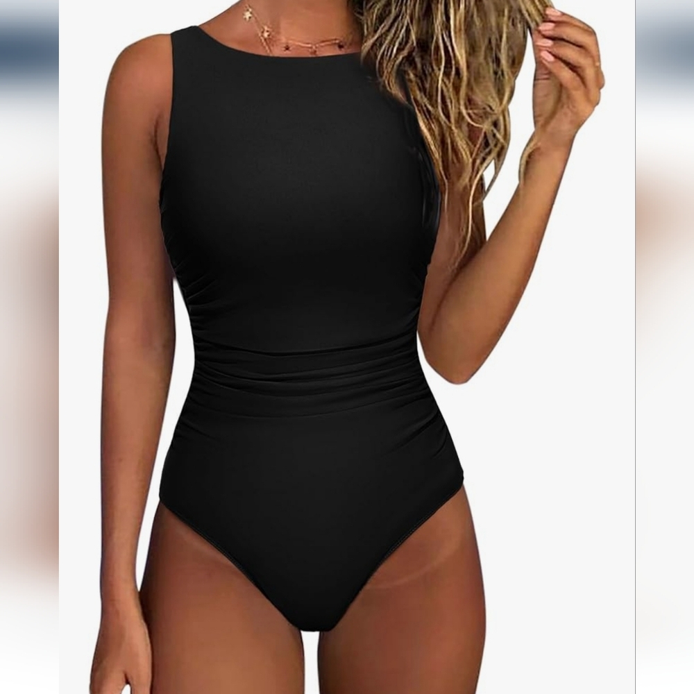 Amazon Classic Black Women's One Piece Swimsuit, Medium